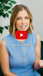 Woman discussing fat freezing and CoolSculpting alternatives in a NovoSculpt™ educational video about body contouring options.