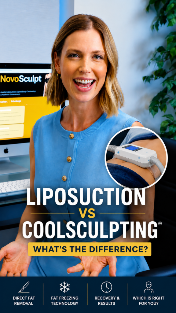 Liposuction vs CoolSculpting comparison explaining direct fat removal versus fat freezing for body contouring