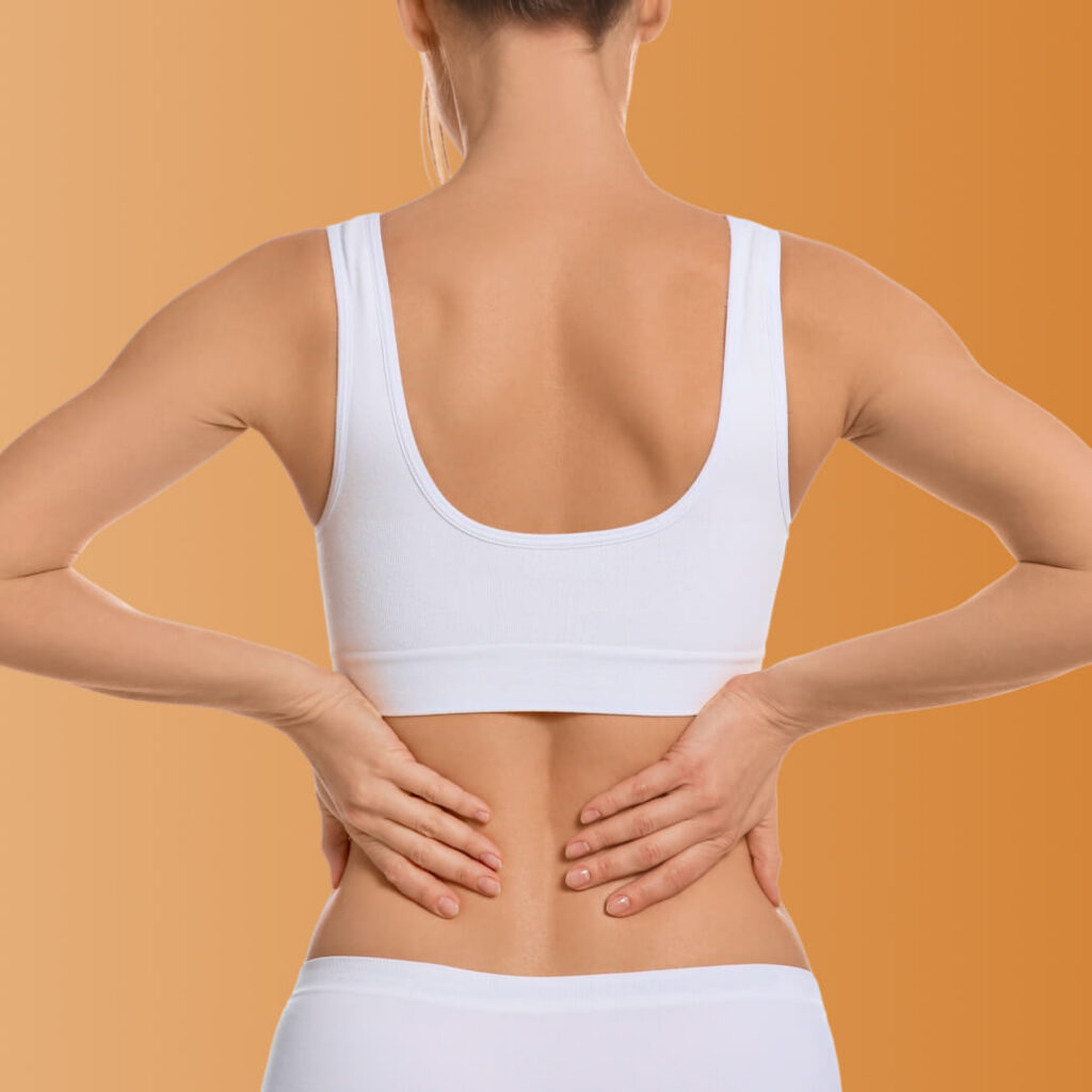 Back fat removal treatment areas including upper back, bra line, lower back, and flanks