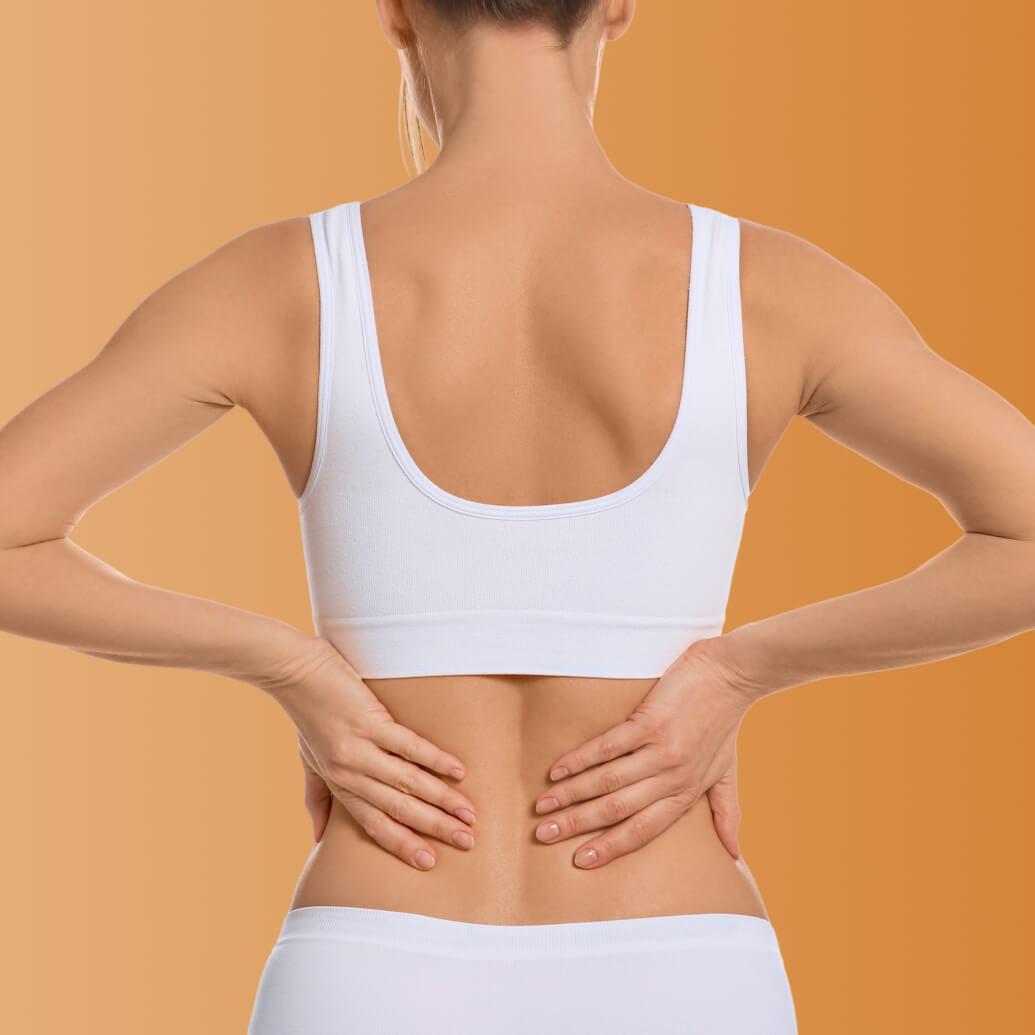 Back fat removal treatment areas including upper back, bra line, lower back, and flanks